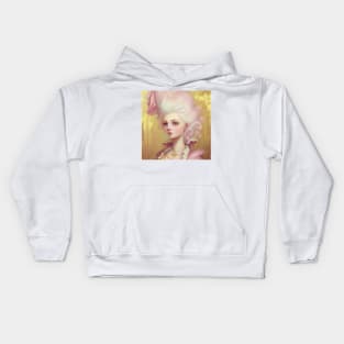 Marie in pink and gold, created in Midjourney by Kim Turner Art Kids Hoodie